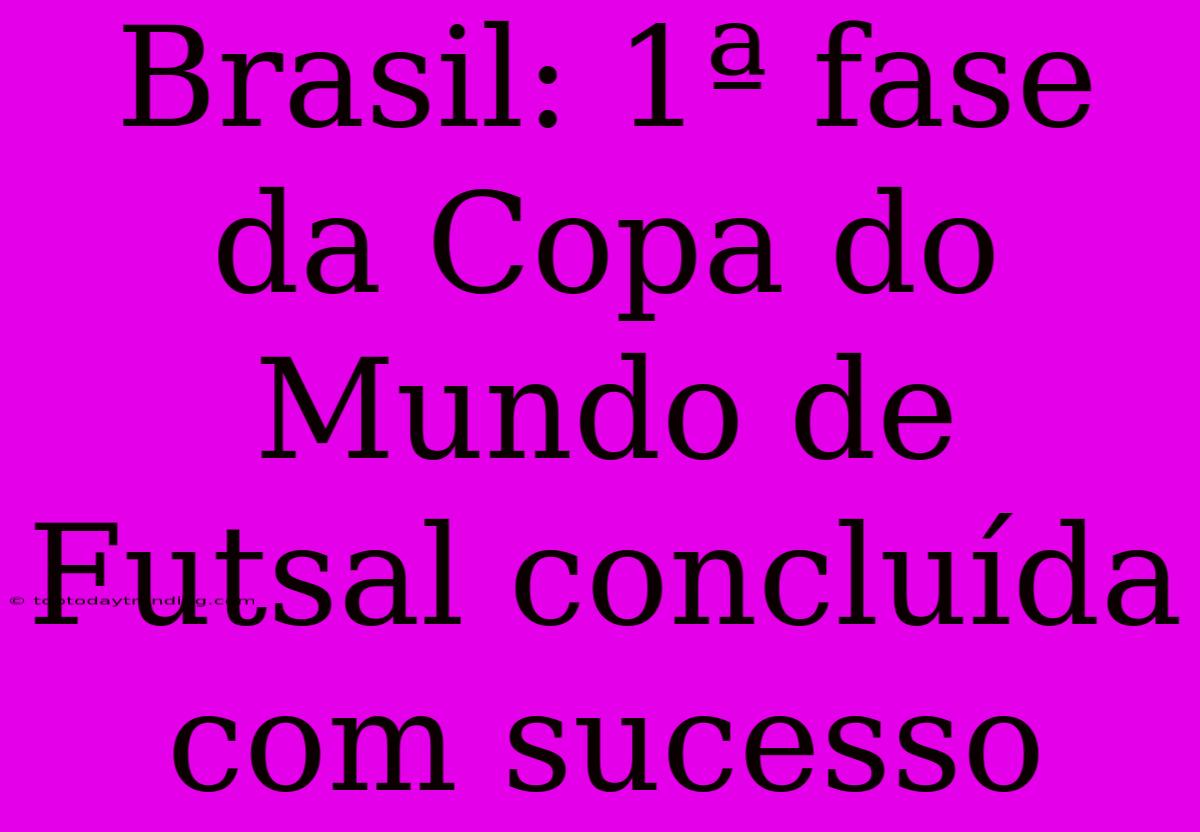 Brasil: 1ª Fase Da Copa Do Mundo De Futsal Concluída Com Sucesso