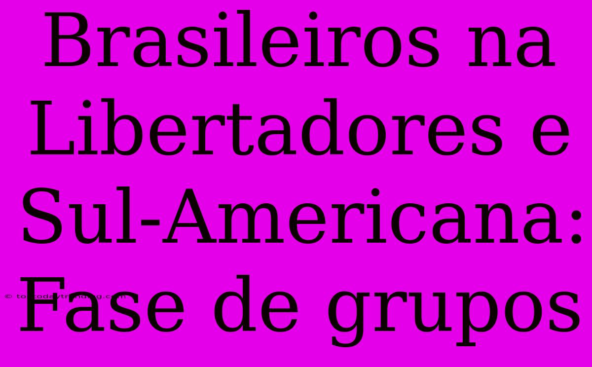 Brasileiros Na Libertadores E Sul-Americana: Fase De Grupos