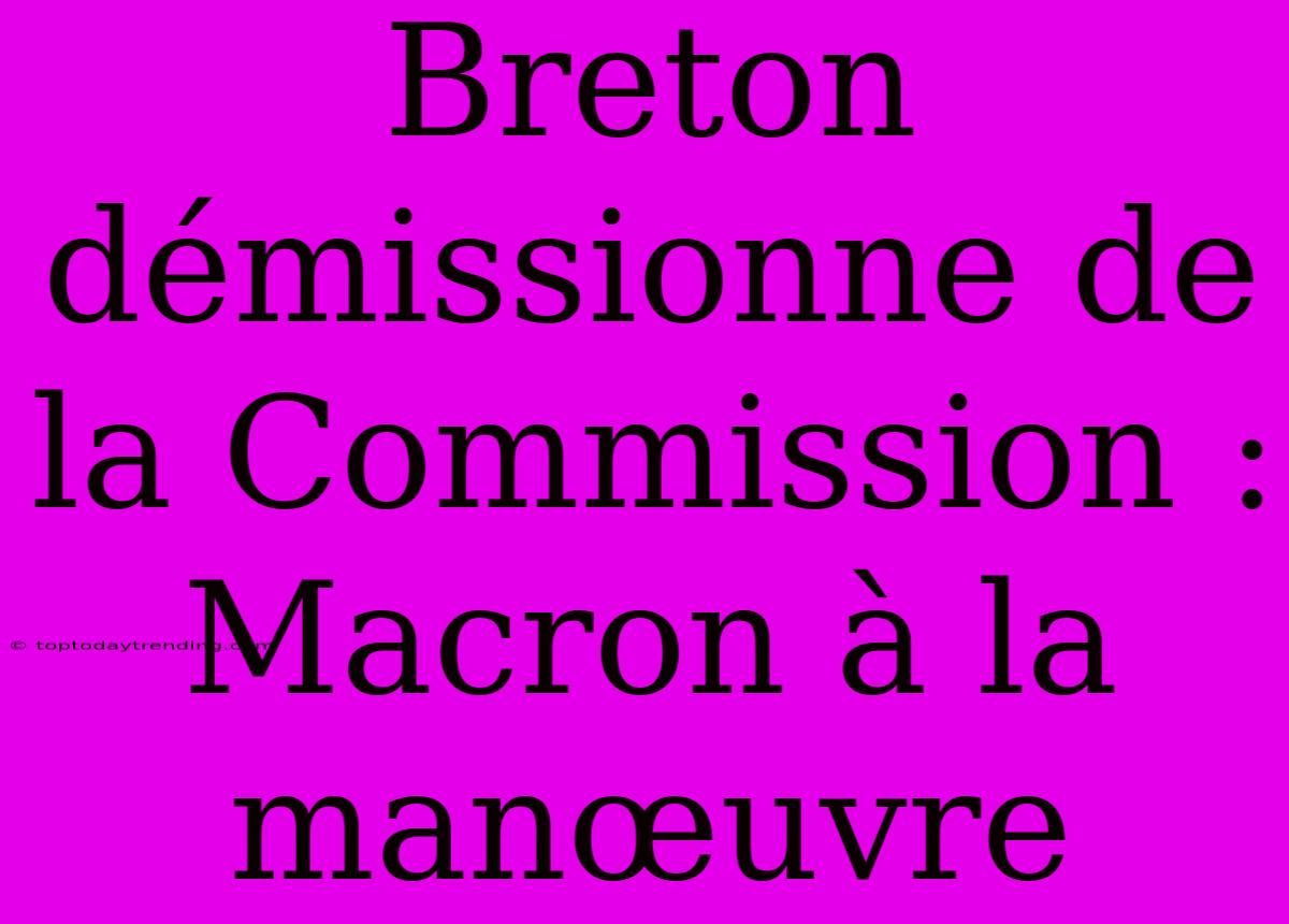 Breton Démissionne De La Commission : Macron À La Manœuvre