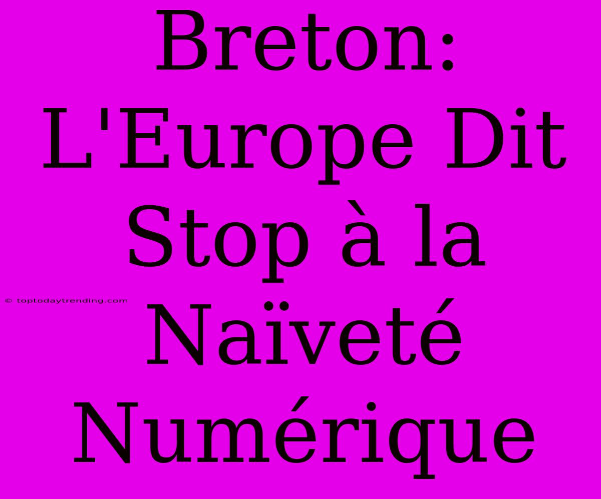 Breton: L'Europe Dit Stop À La Naïveté Numérique