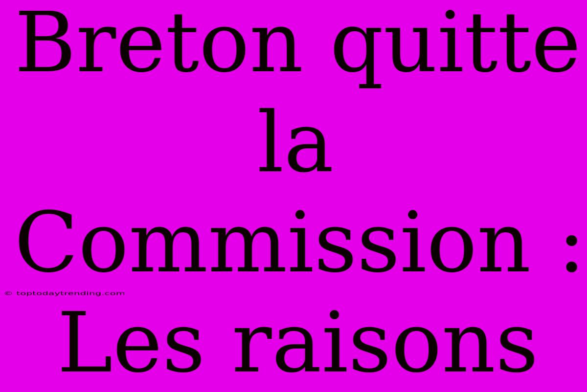 Breton Quitte La Commission : Les Raisons