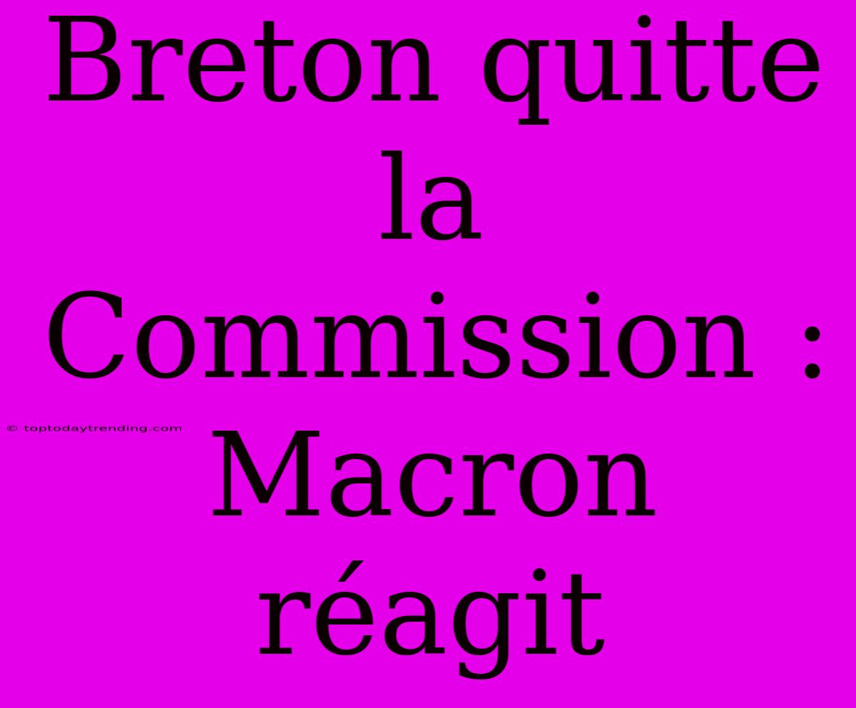 Breton Quitte La Commission : Macron Réagit