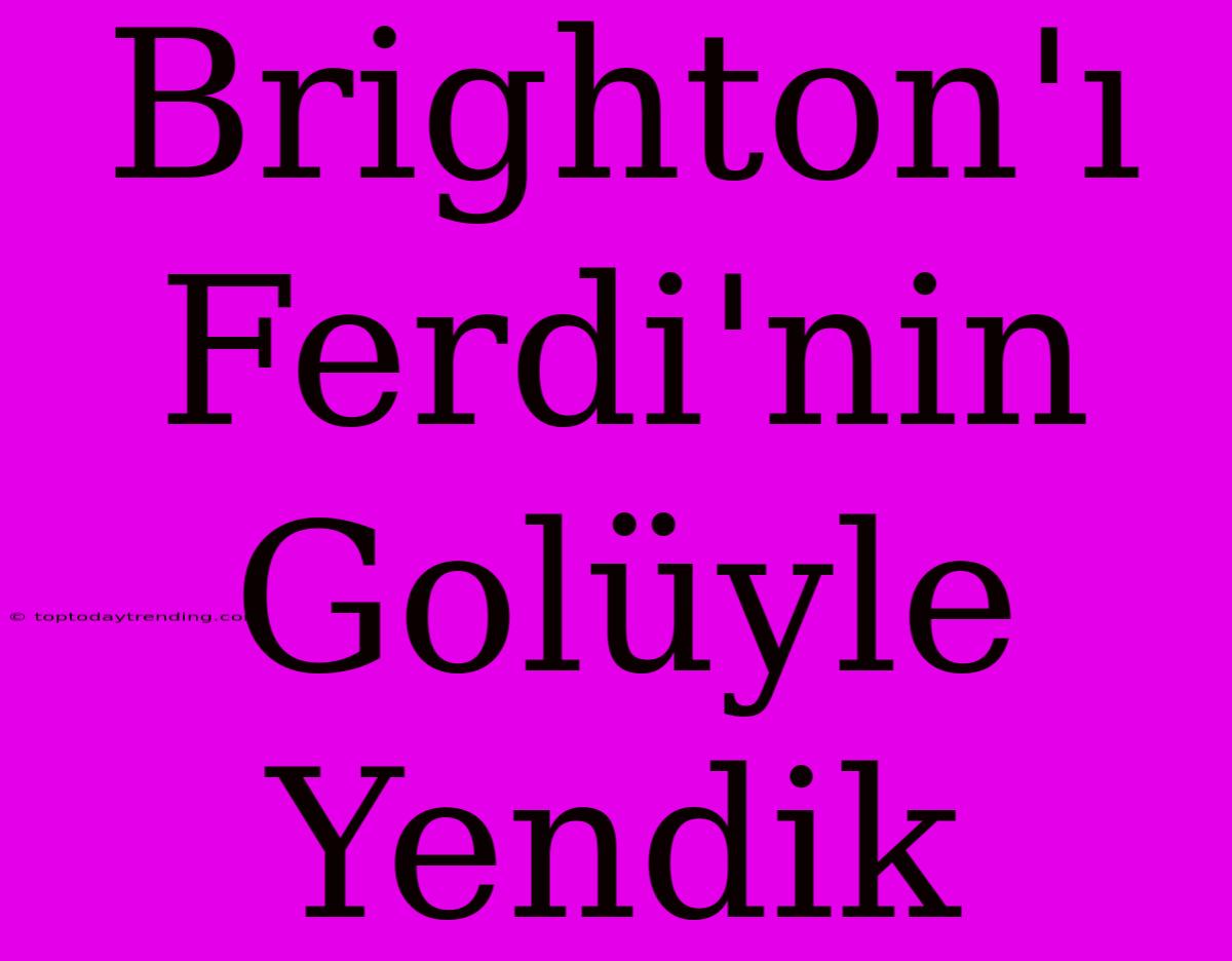 Brighton'ı Ferdi'nin Golüyle Yendik