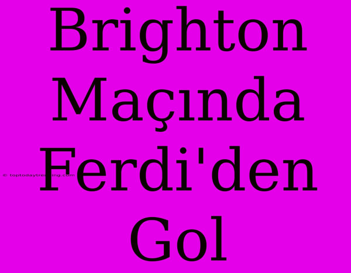 Brighton Maçında Ferdi'den Gol