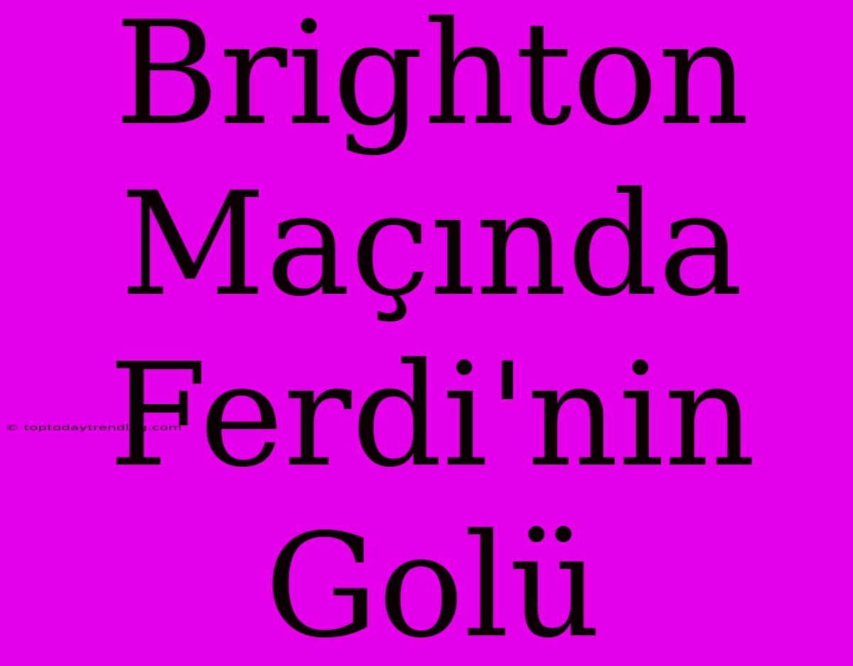 Brighton Maçında Ferdi'nin Golü