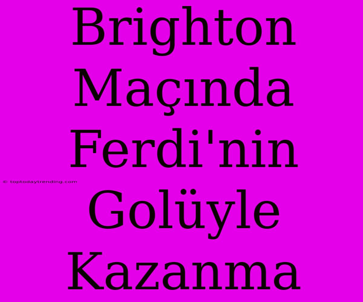 Brighton Maçında Ferdi'nin Golüyle Kazanma