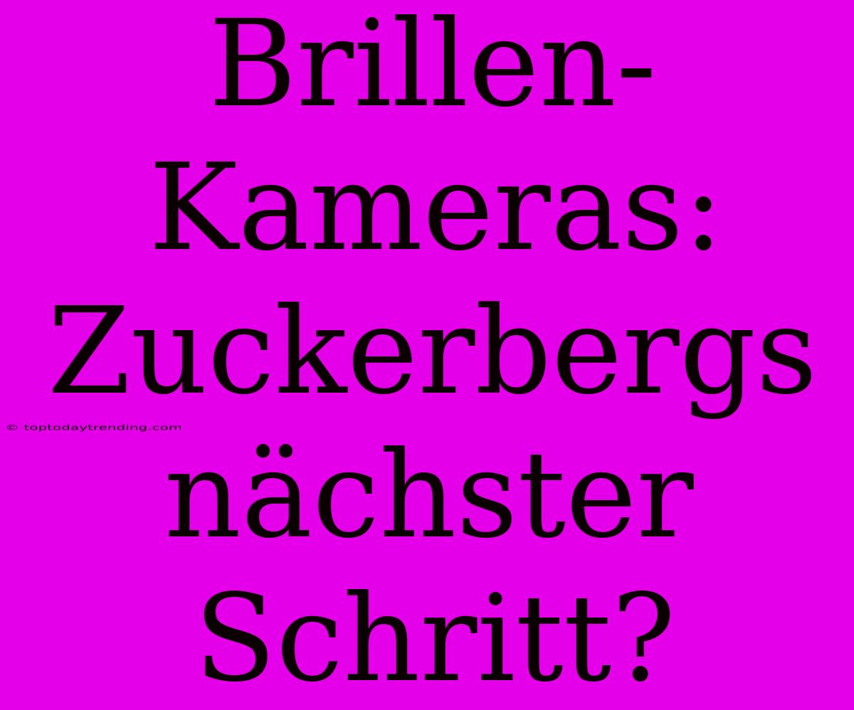 Brillen-Kameras: Zuckerbergs Nächster Schritt?