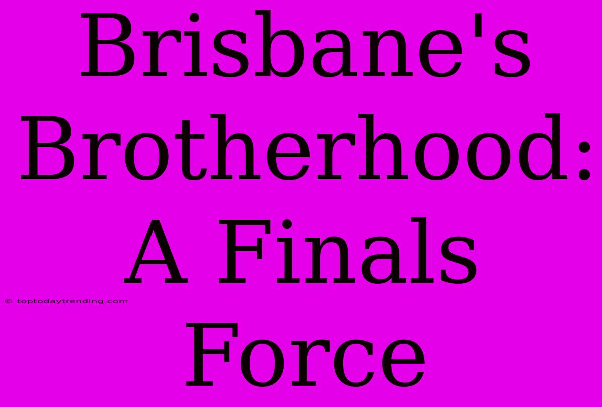 Brisbane's Brotherhood: A Finals Force