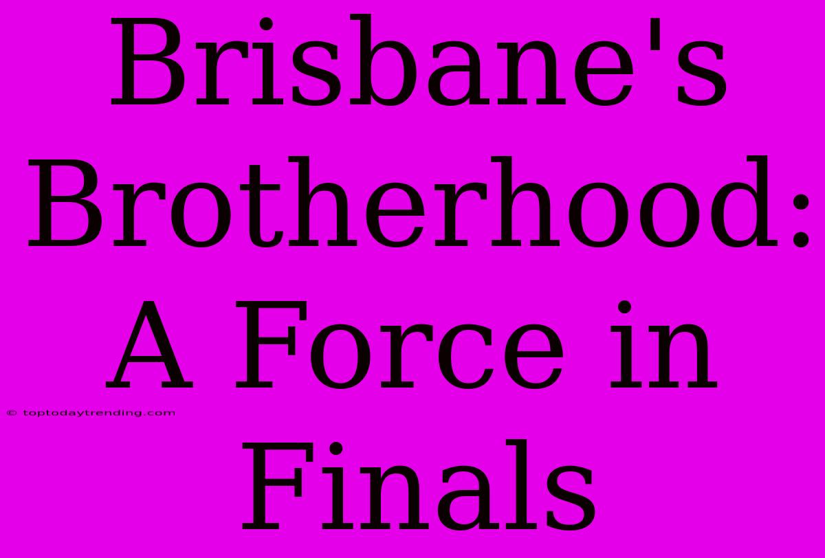 Brisbane's Brotherhood:  A Force In Finals