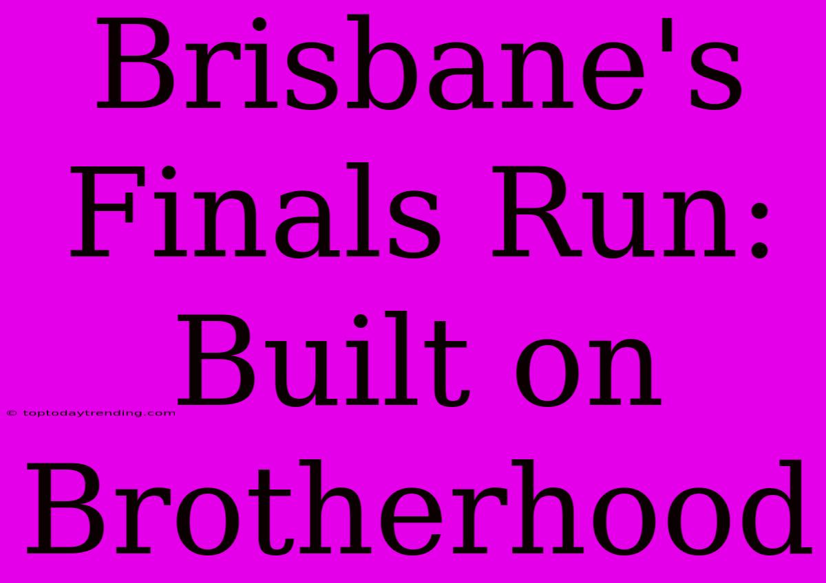 Brisbane's Finals Run: Built On Brotherhood