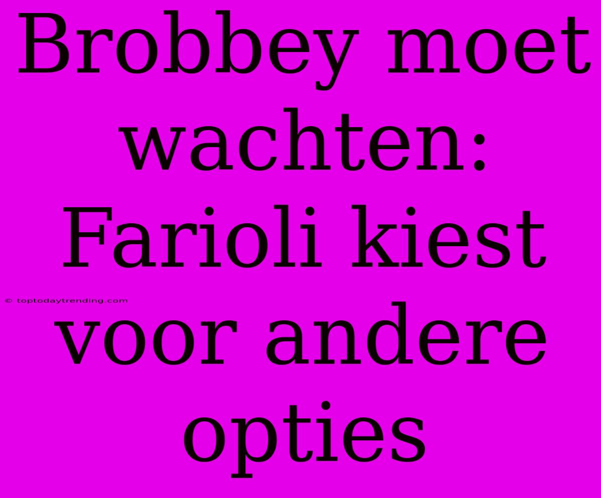 Brobbey Moet Wachten: Farioli Kiest Voor Andere Opties