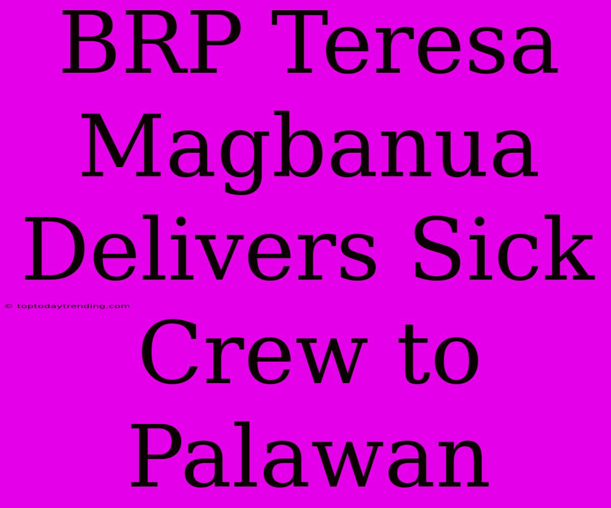 BRP Teresa Magbanua Delivers Sick Crew To Palawan