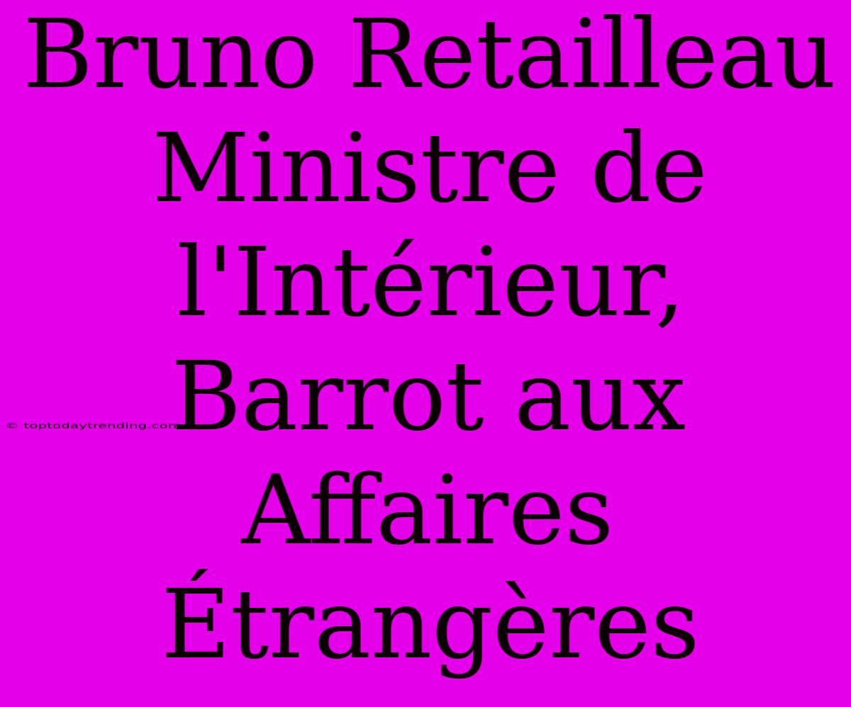 Bruno Retailleau Ministre De L'Intérieur, Barrot Aux Affaires Étrangères