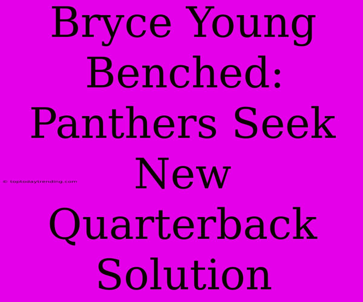 Bryce Young Benched: Panthers Seek New Quarterback Solution