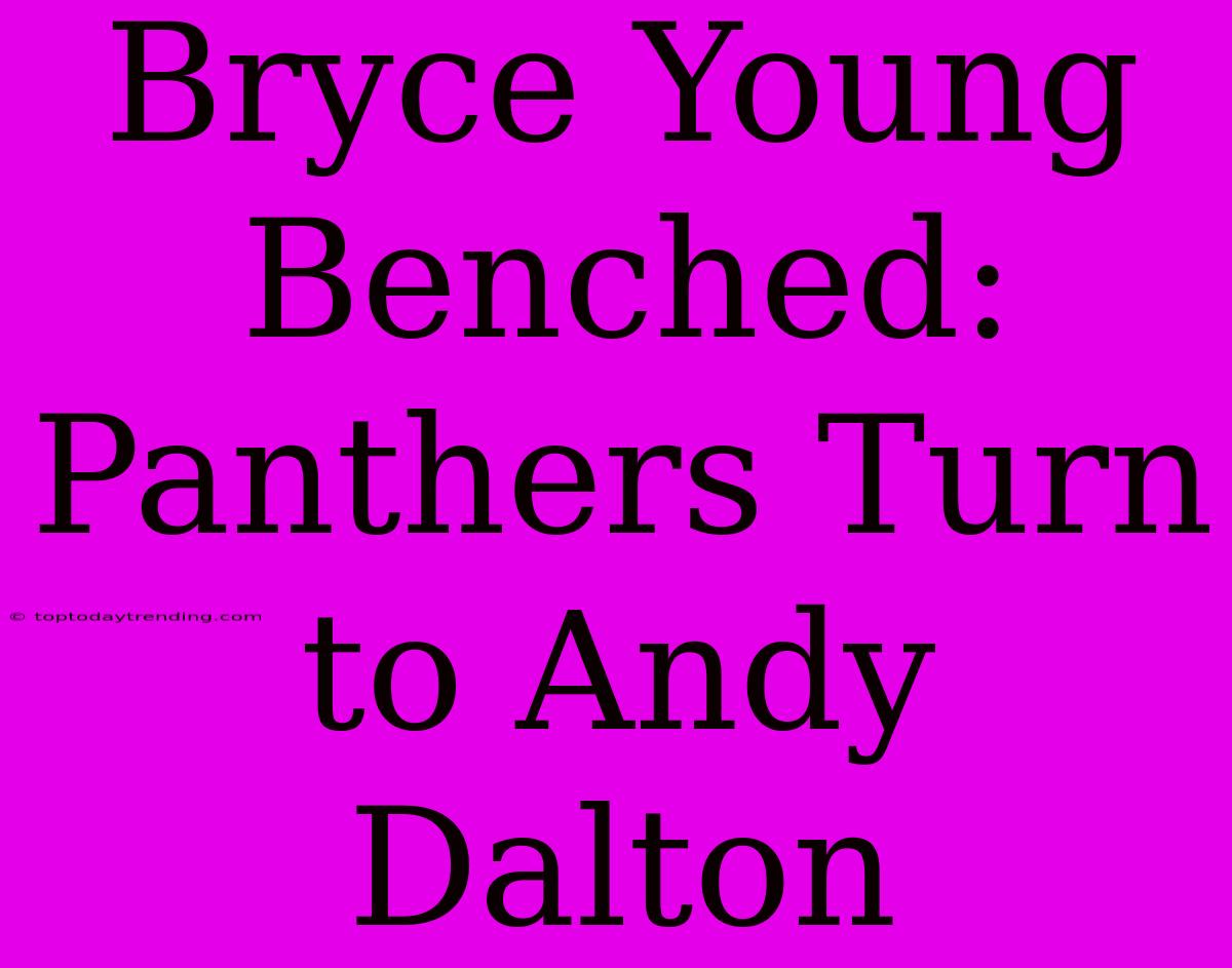 Bryce Young Benched: Panthers Turn To Andy Dalton