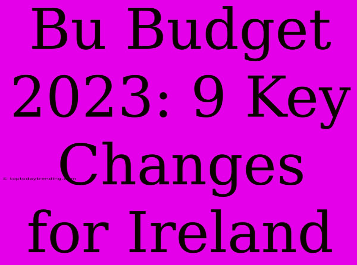 Bu Budget 2023: 9 Key Changes For Ireland