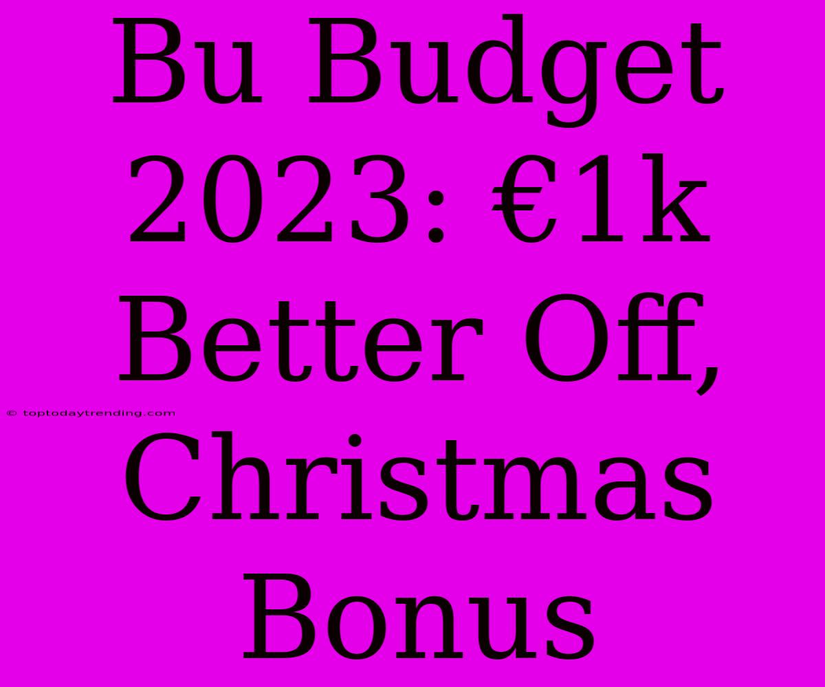 Bu Budget 2023: €1k Better Off, Christmas Bonus