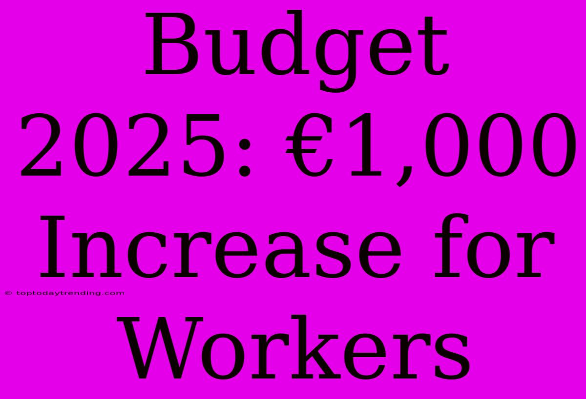 Budget 2025: €1,000 Increase For Workers