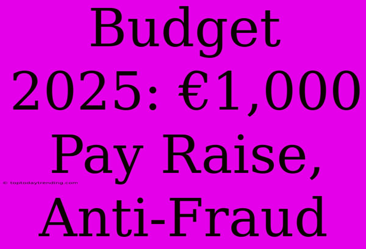 Budget 2025: €1,000 Pay Raise, Anti-Fraud