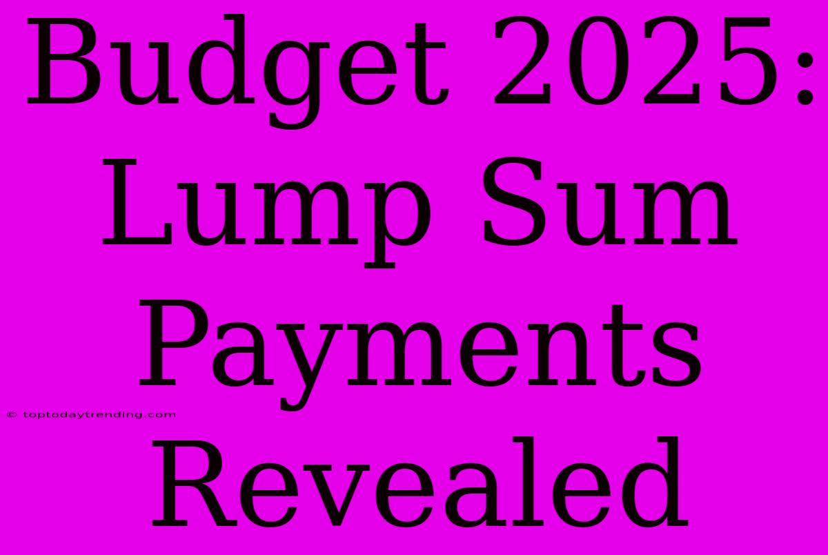 Budget 2025: Lump Sum Payments Revealed