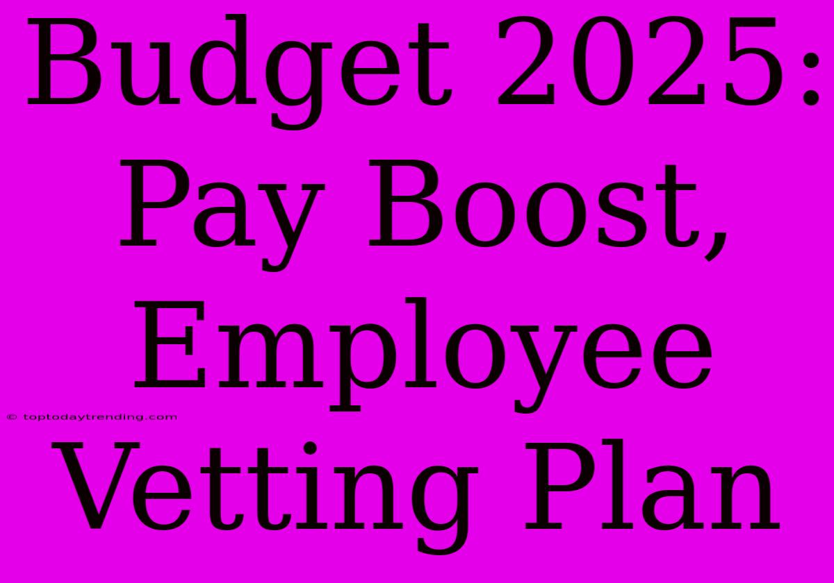 Budget 2025: Pay Boost, Employee Vetting Plan