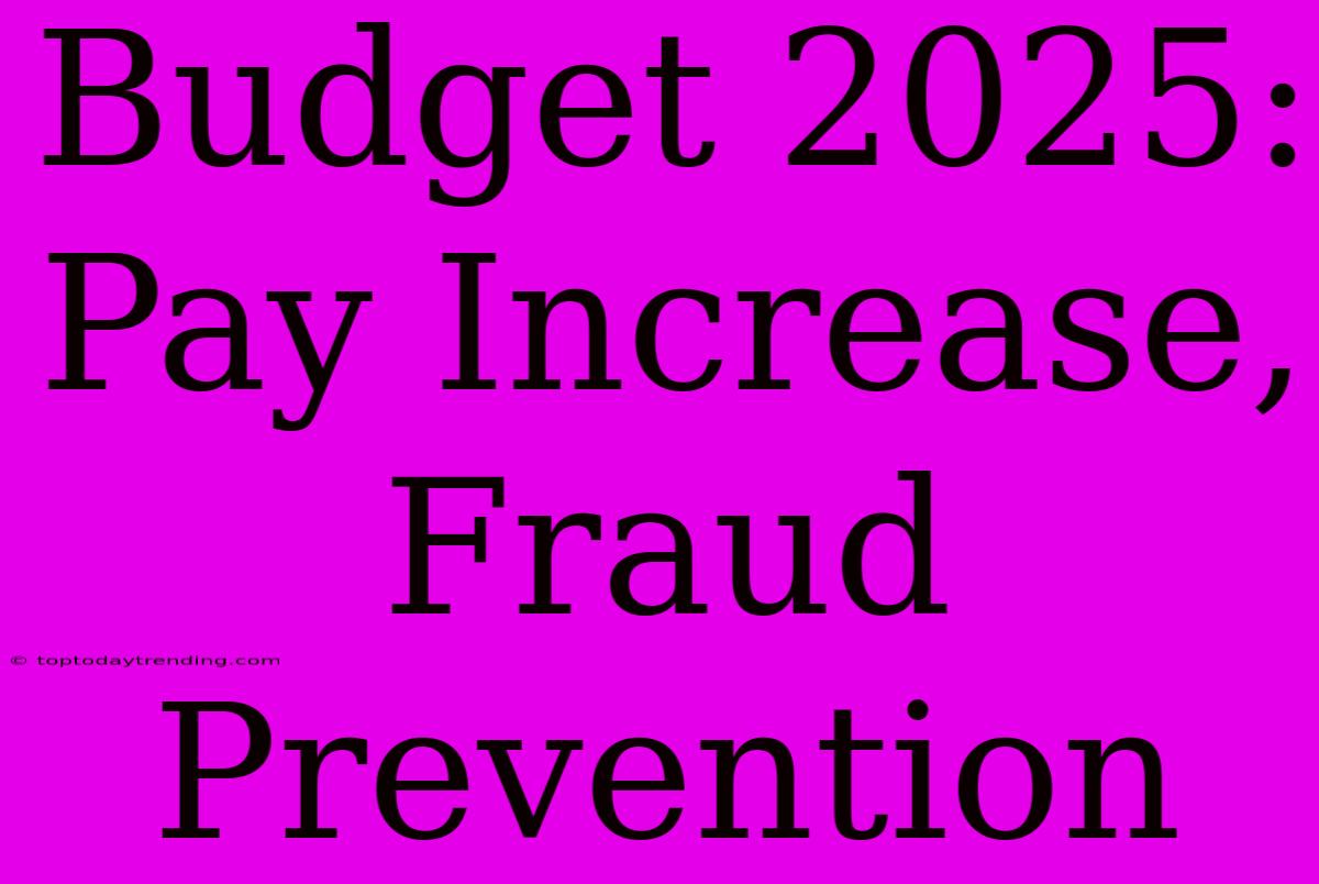 Budget 2025: Pay Increase, Fraud Prevention