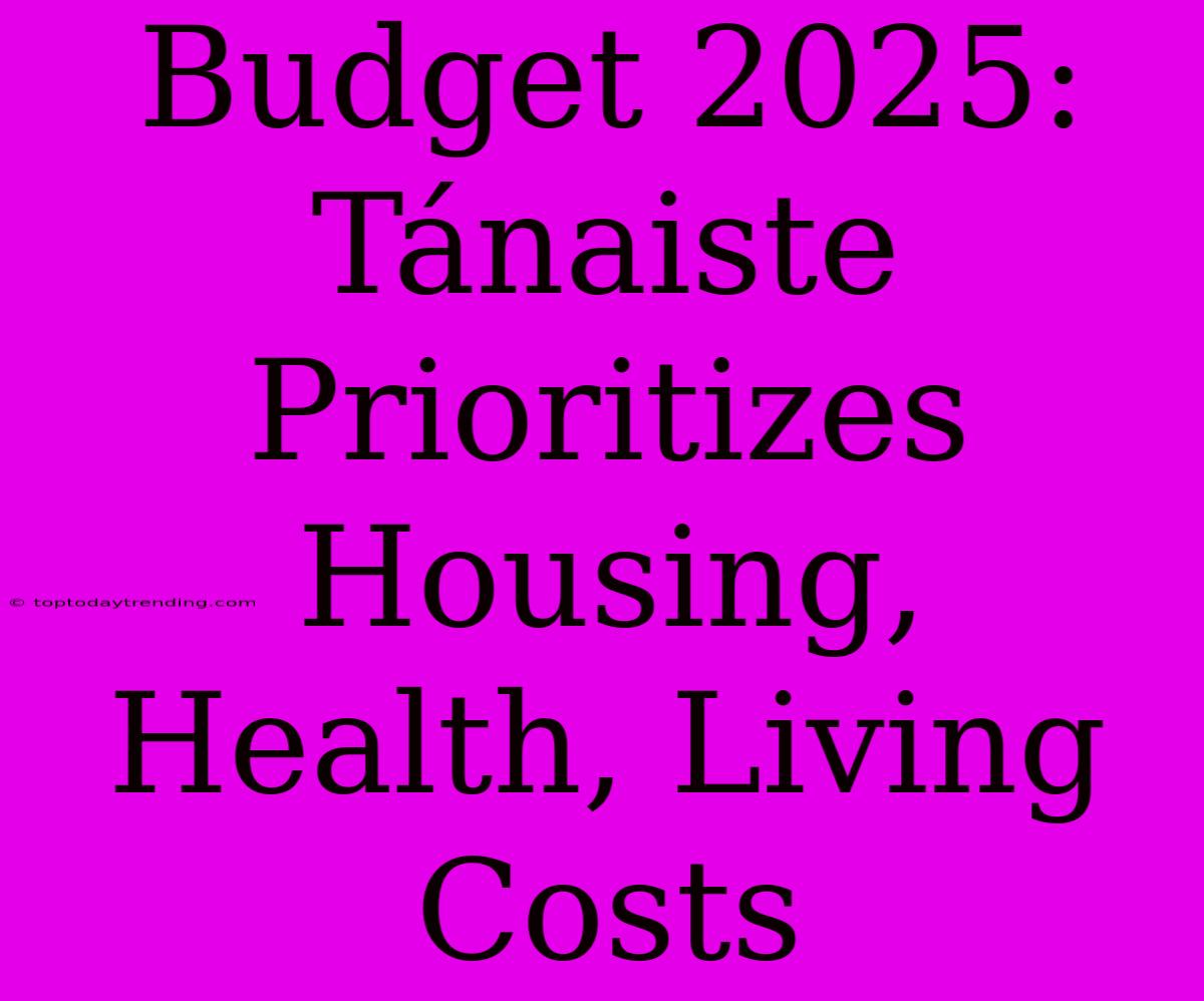 Budget 2025: Tánaiste Prioritizes Housing, Health, Living Costs