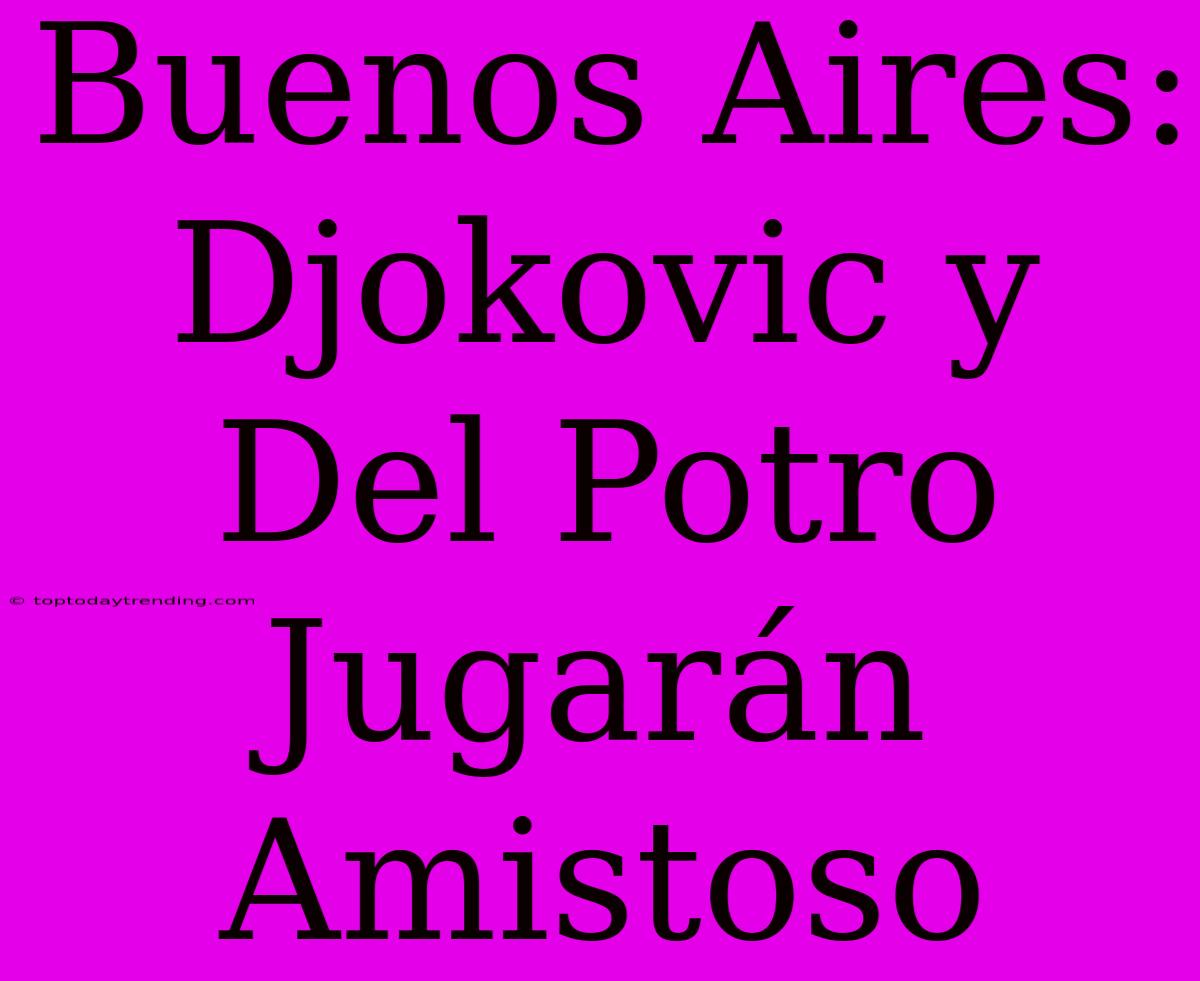 Buenos Aires: Djokovic Y Del Potro Jugarán Amistoso