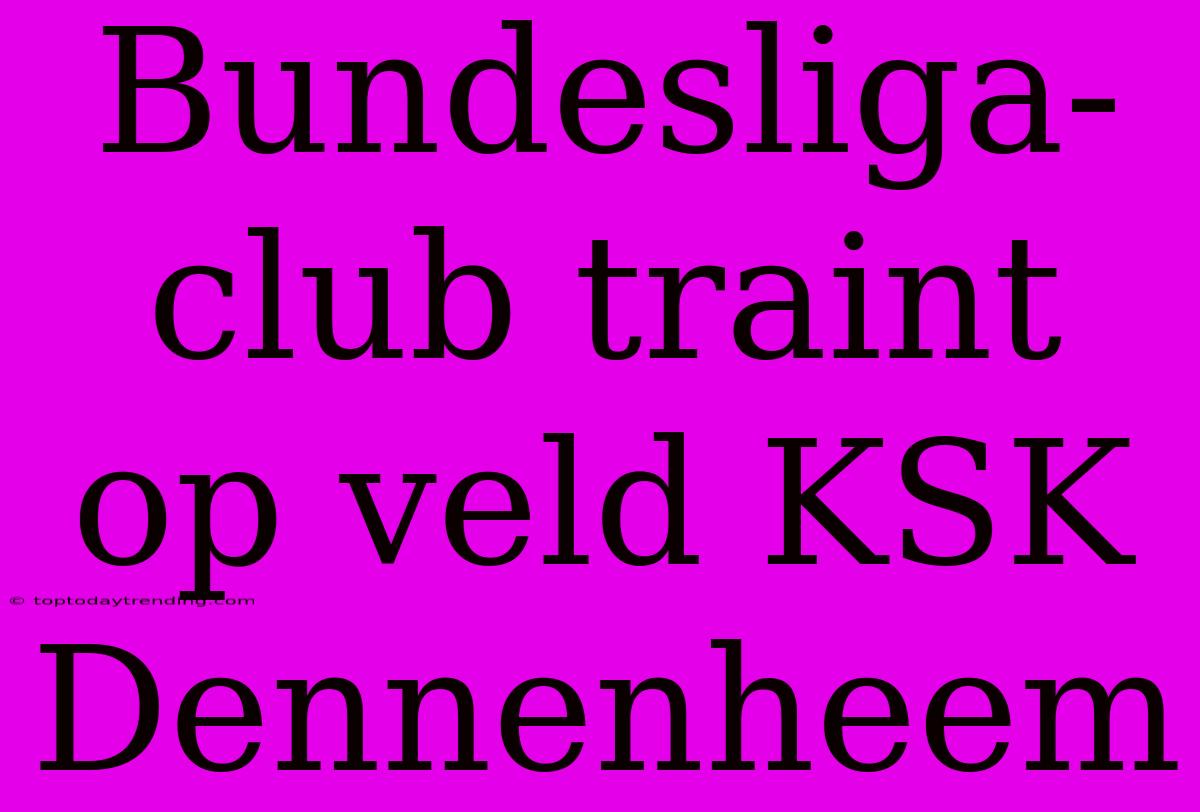 Bundesliga-club Traint Op Veld KSK Dennenheem