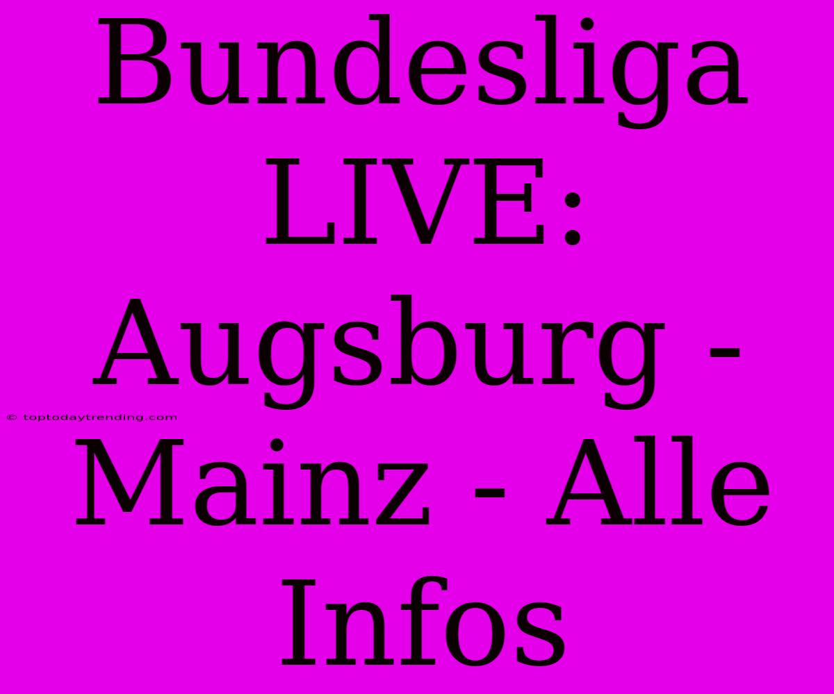 Bundesliga LIVE: Augsburg - Mainz - Alle Infos