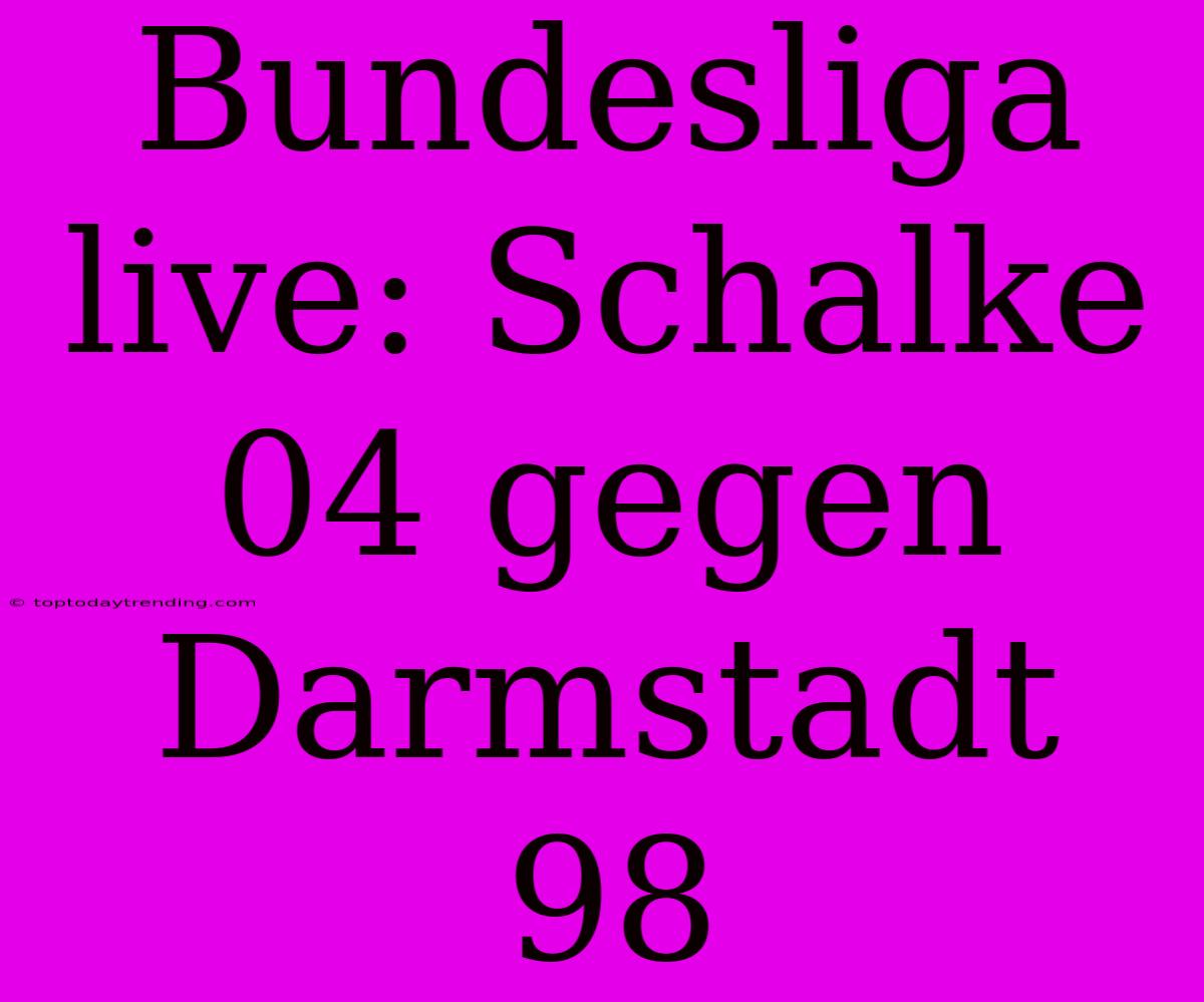 Bundesliga Live: Schalke 04 Gegen Darmstadt 98