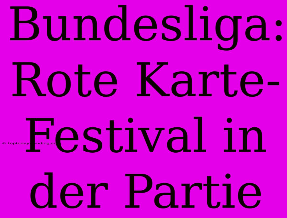 Bundesliga: Rote Karte-Festival In Der Partie