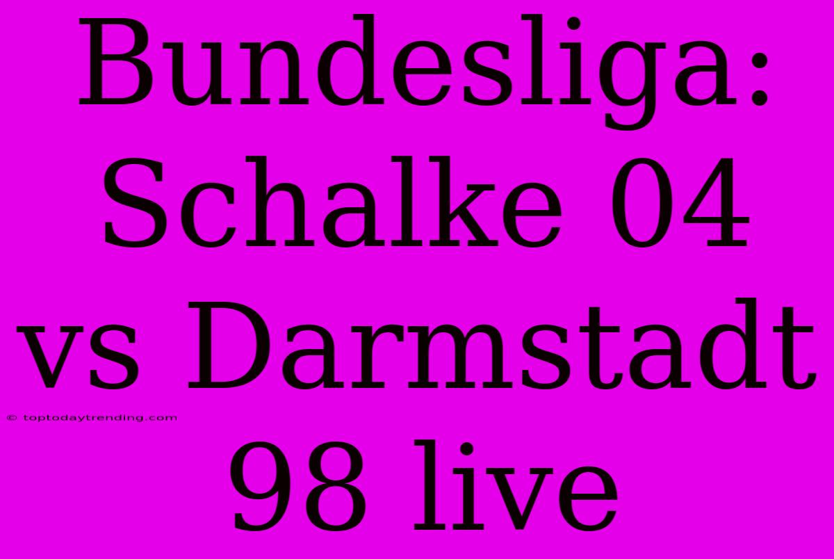 Bundesliga: Schalke 04 Vs Darmstadt 98 Live