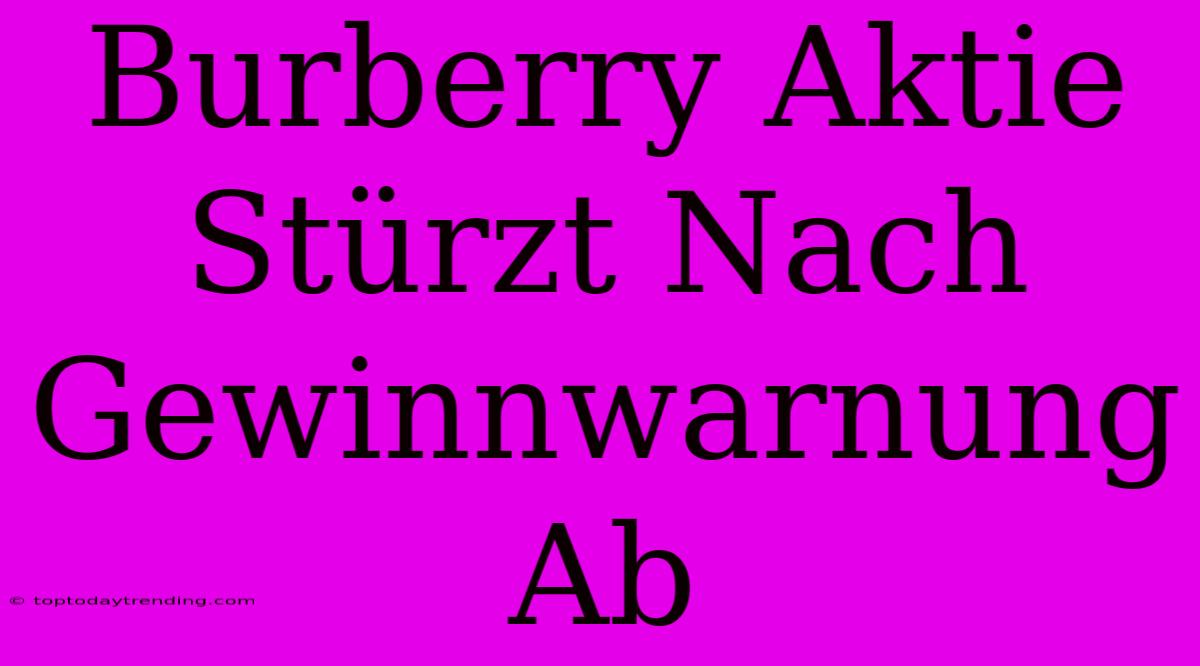 Burberry Aktie Stürzt Nach Gewinnwarnung Ab