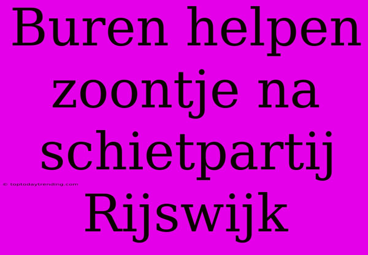 Buren Helpen Zoontje Na Schietpartij Rijswijk