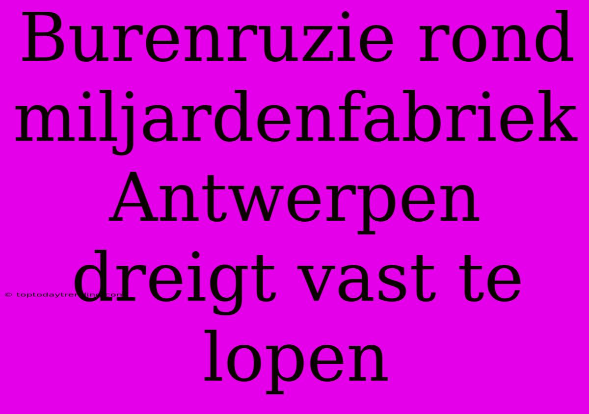 Burenruzie Rond Miljardenfabriek Antwerpen Dreigt Vast Te Lopen