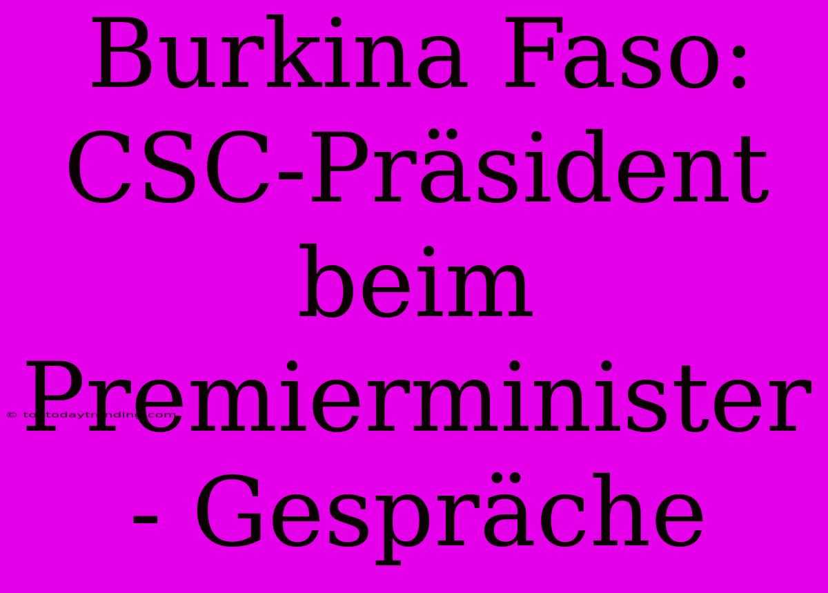 Burkina Faso: CSC-Präsident Beim Premierminister - Gespräche