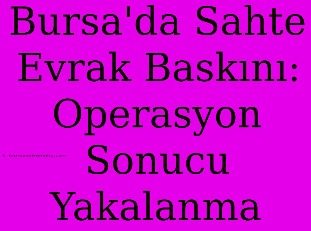 Bursa'da Sahte Evrak Baskını: Operasyon Sonucu Yakalanma