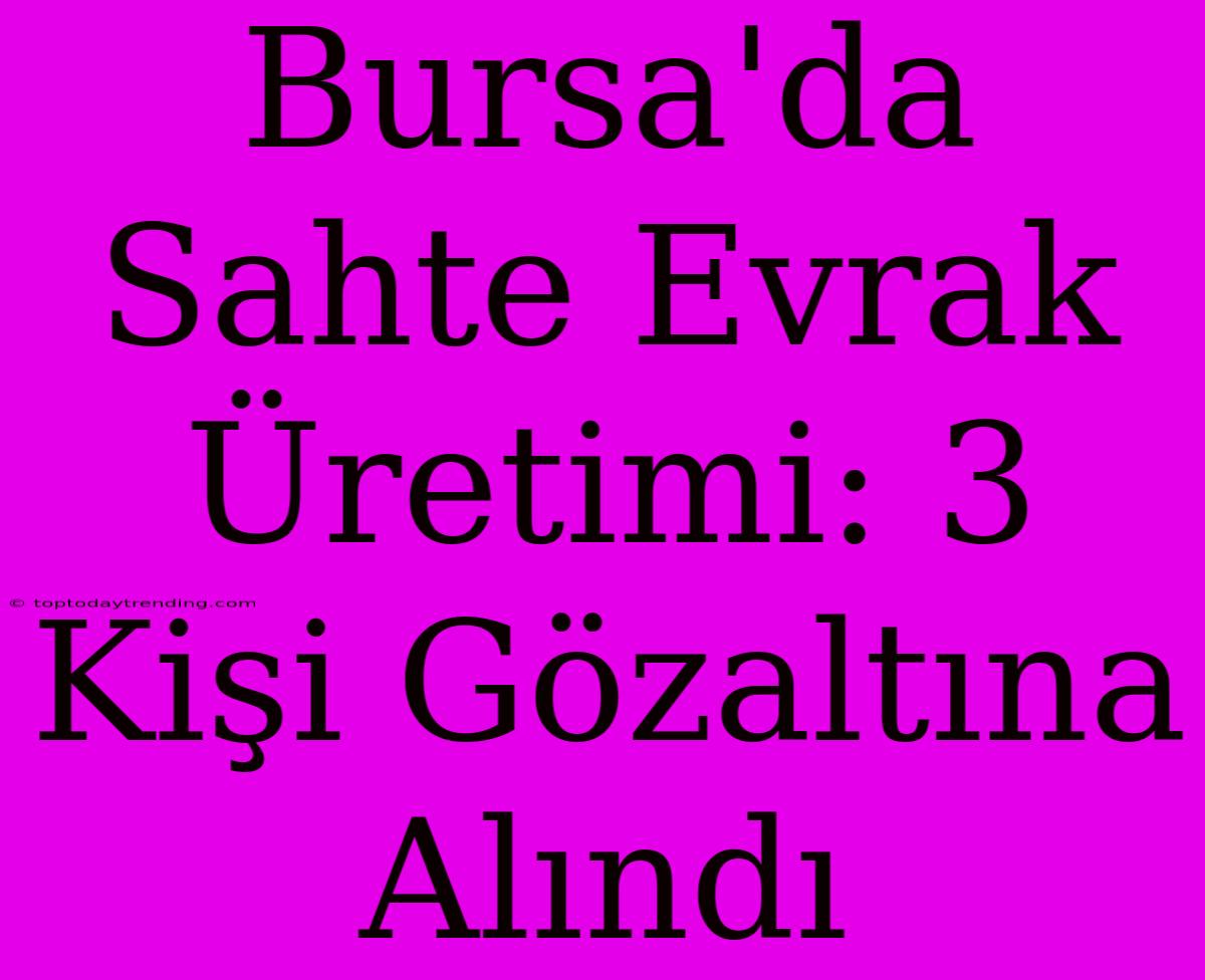 Bursa'da Sahte Evrak Üretimi: 3 Kişi Gözaltına Alındı