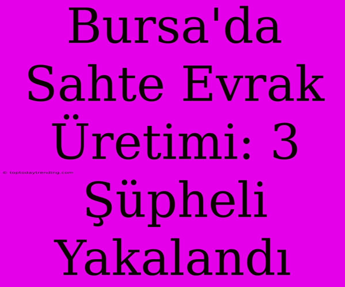 Bursa'da Sahte Evrak Üretimi: 3 Şüpheli Yakalandı