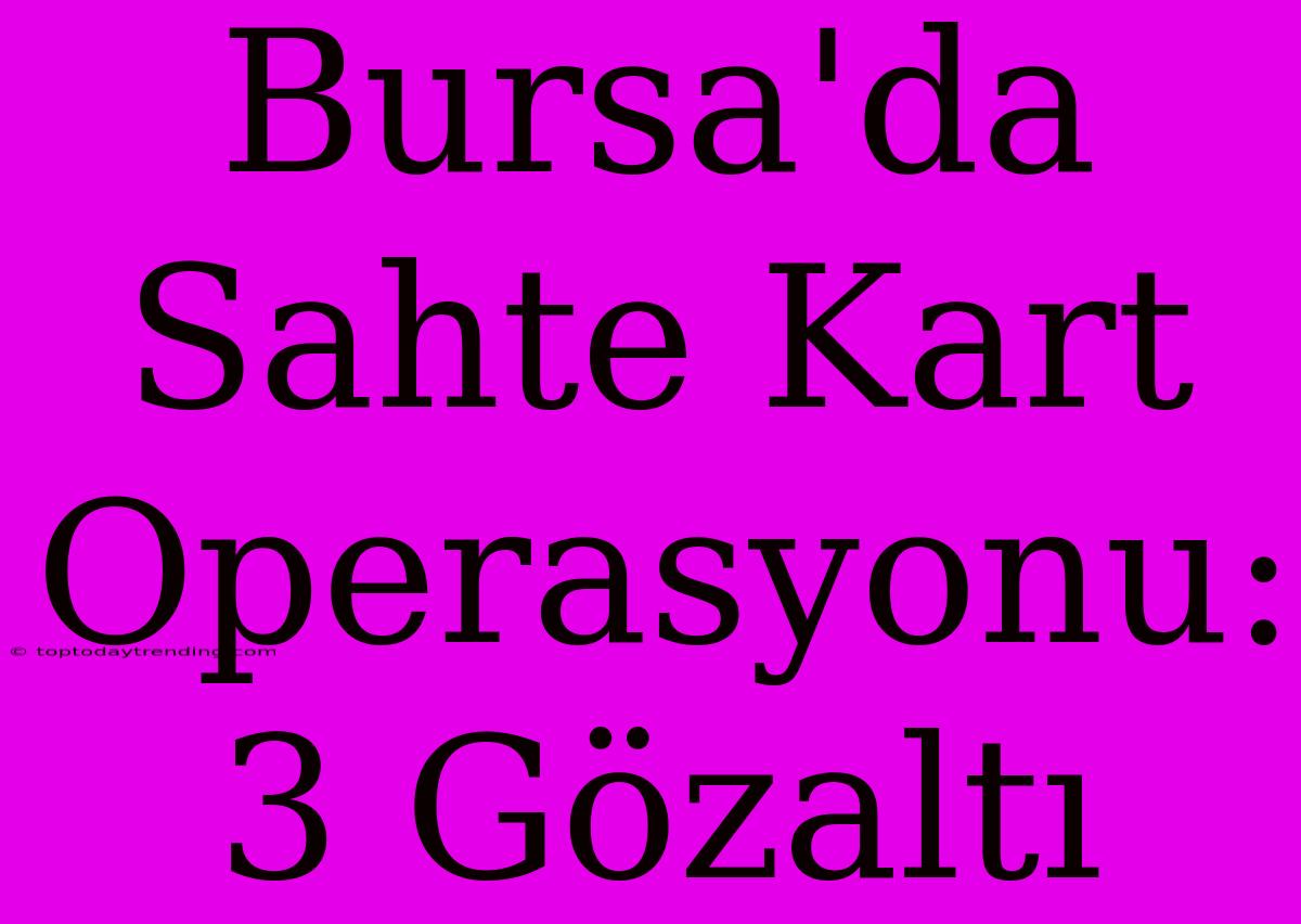 Bursa'da Sahte Kart Operasyonu: 3 Gözaltı