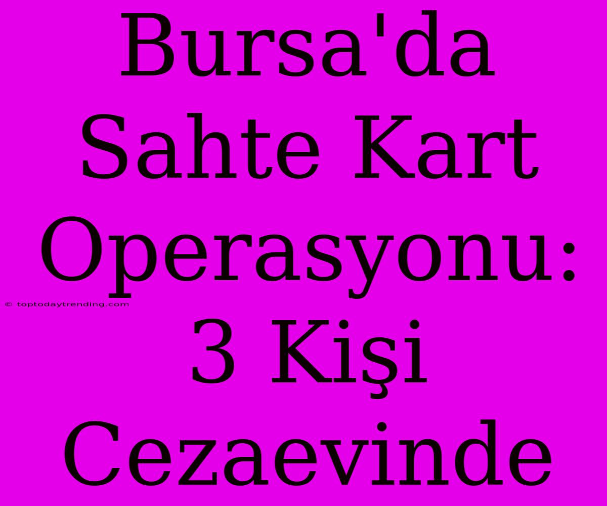 Bursa'da Sahte Kart Operasyonu: 3 Kişi Cezaevinde