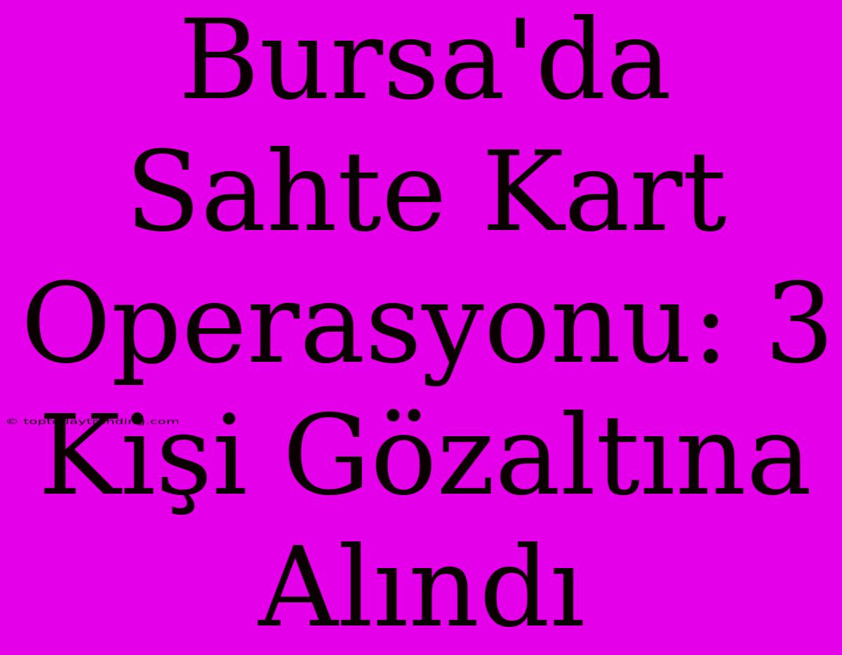 Bursa'da Sahte Kart Operasyonu: 3 Kişi Gözaltına Alındı