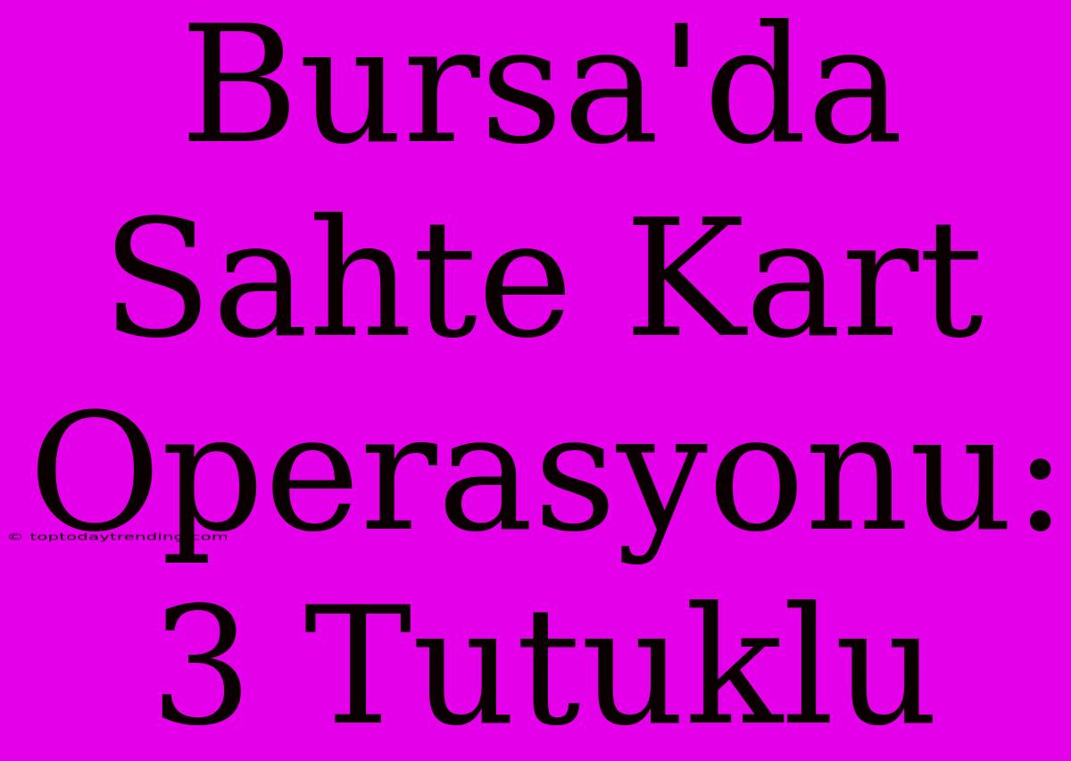 Bursa'da Sahte Kart Operasyonu: 3 Tutuklu