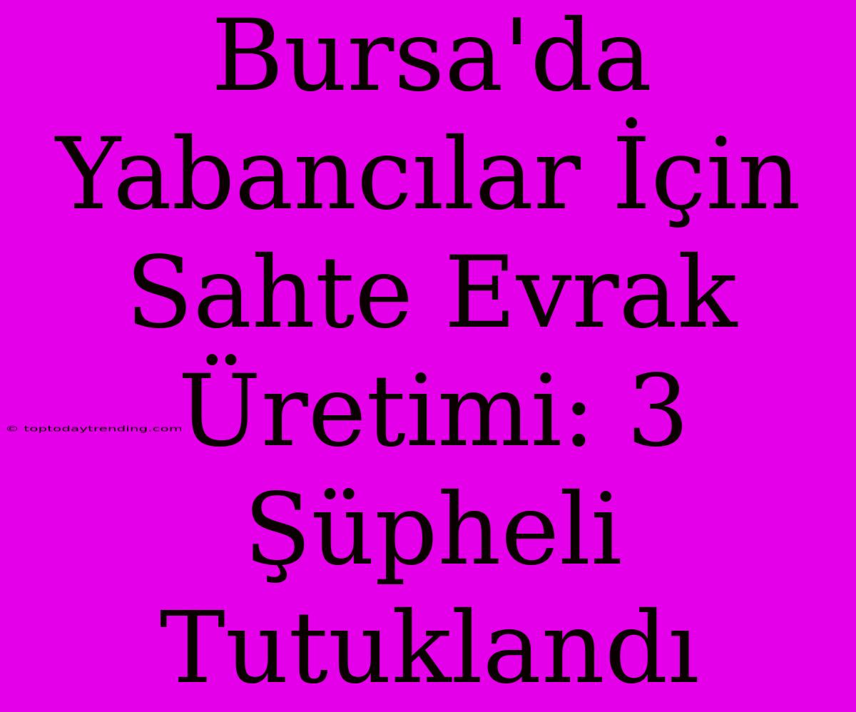 Bursa'da Yabancılar İçin Sahte Evrak Üretimi: 3 Şüpheli Tutuklandı