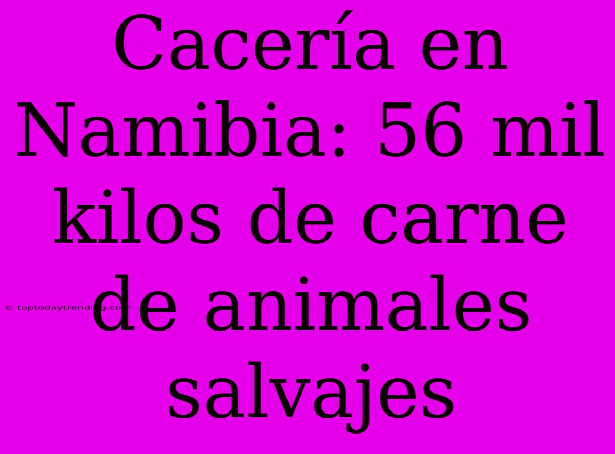 Cacería En Namibia: 56 Mil Kilos De Carne De Animales Salvajes