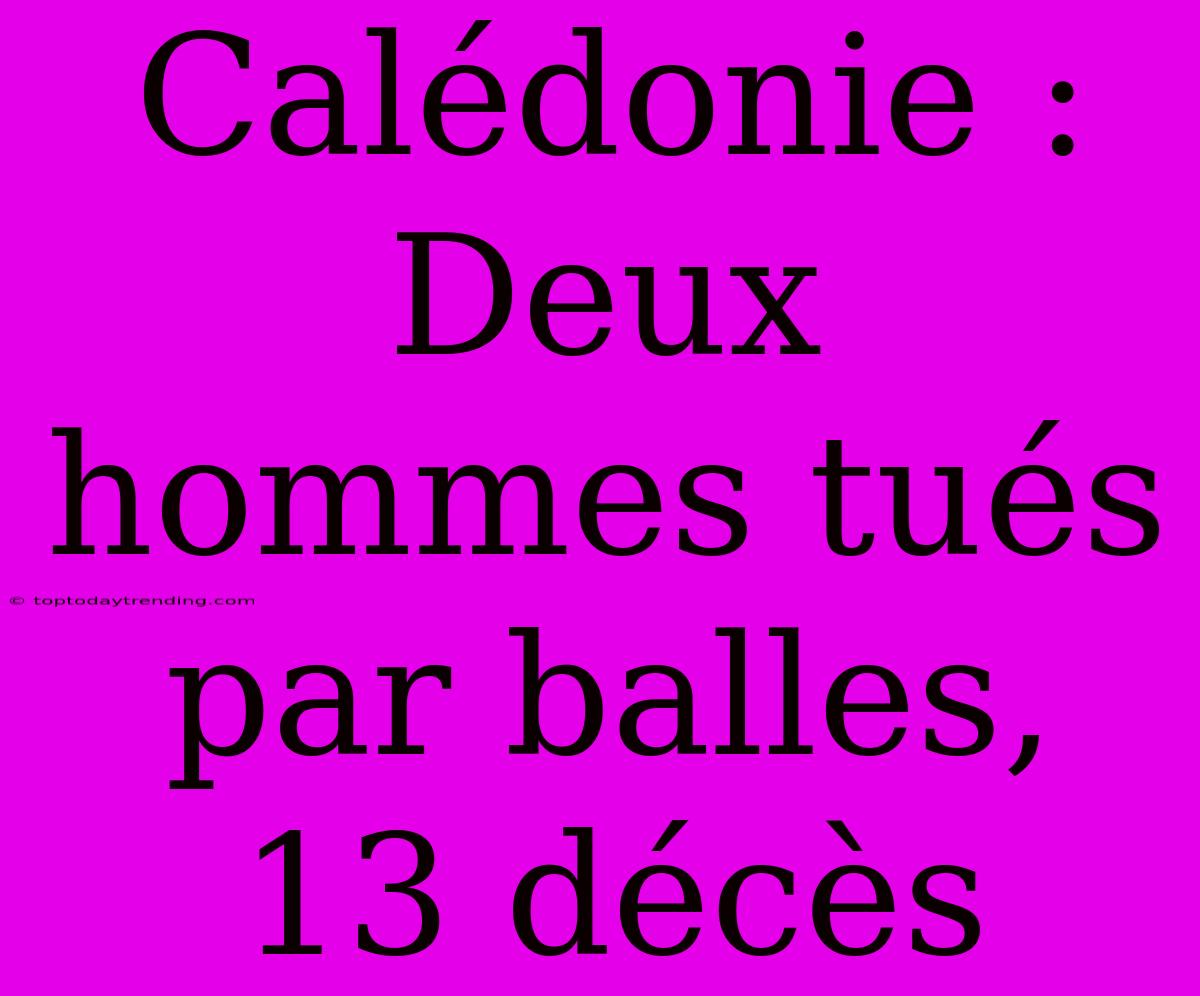 Calédonie : Deux Hommes Tués Par Balles, 13 Décès