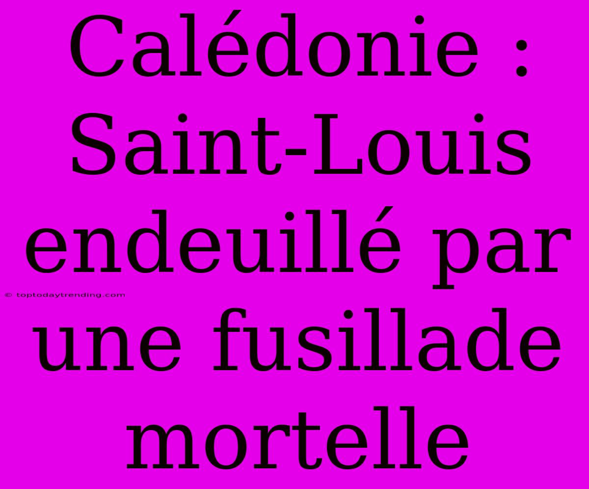 Calédonie : Saint-Louis Endeuillé Par Une Fusillade Mortelle