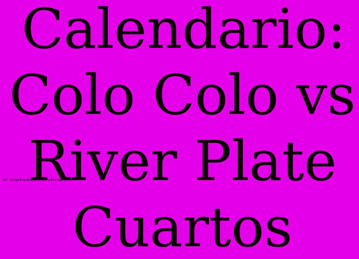 Calendario: Colo Colo Vs River Plate Cuartos