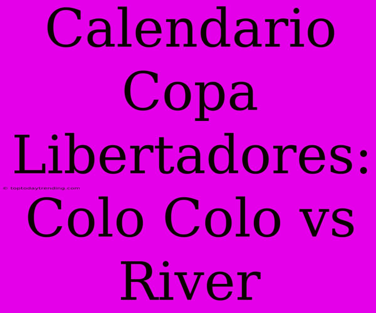 Calendario Copa Libertadores: Colo Colo Vs River